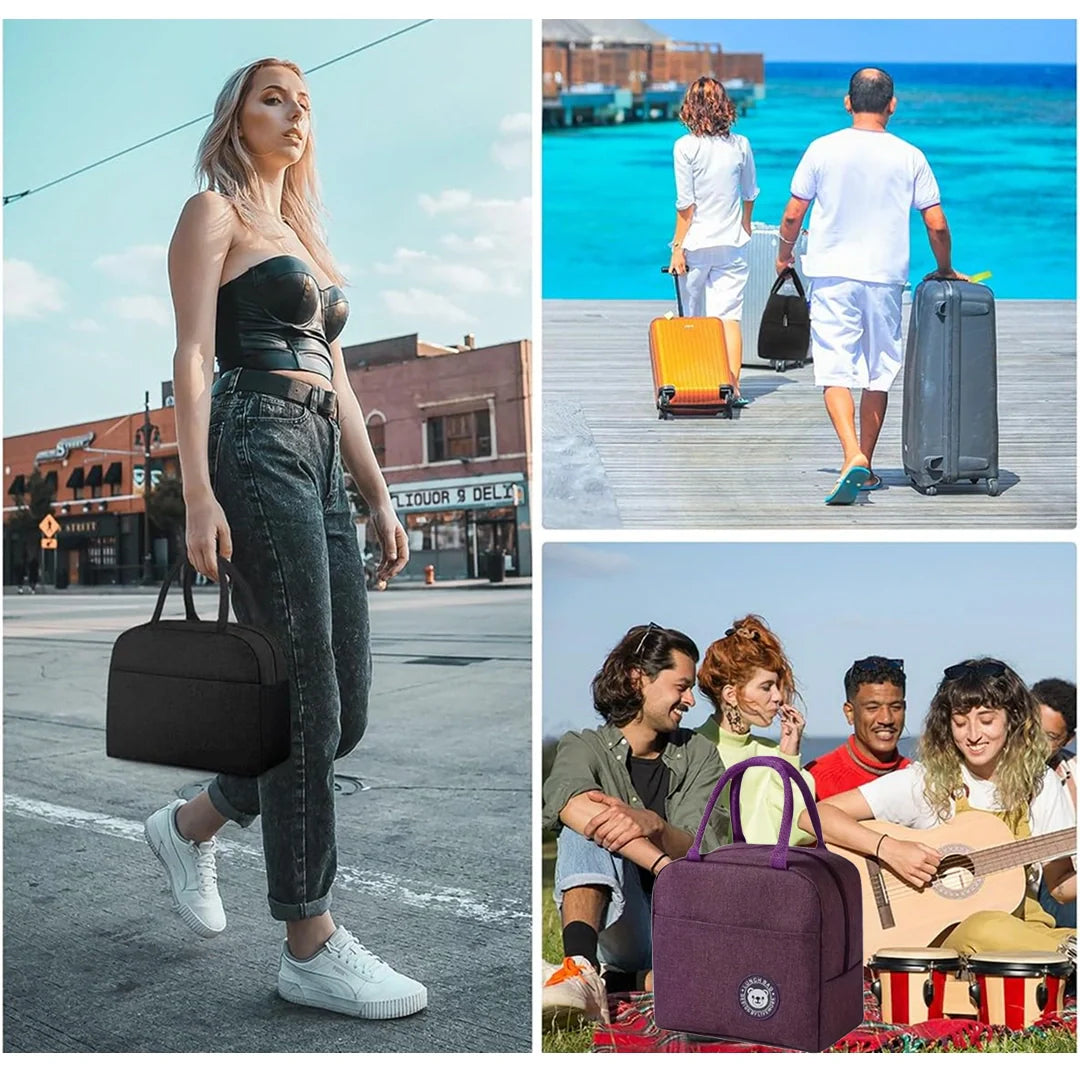 Insulated Lunch Bag for Office & Travel | Reusable Lunch Tote with Zipper, Pockets & Handles for Men & Women