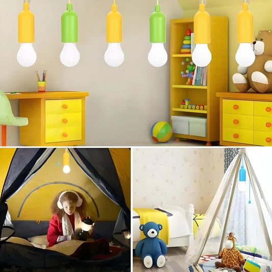 LED Pull Cord Light Bulb – Battery Operated Hanging LED Pendant Light for Closet, Camping & Emergency (1 Pc)