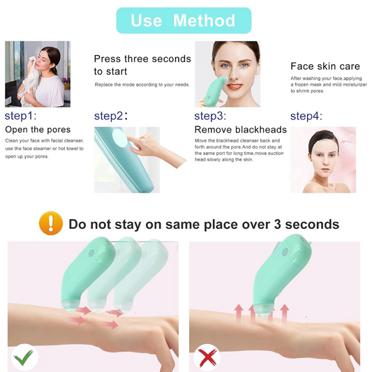 Vacuum Blackhead Remover Machine – Mini Handheld Facial Pore Cleaner & Lifting Massage Device for Deep Skin Care, Oil Control & Smooth Skin (1 Pc)