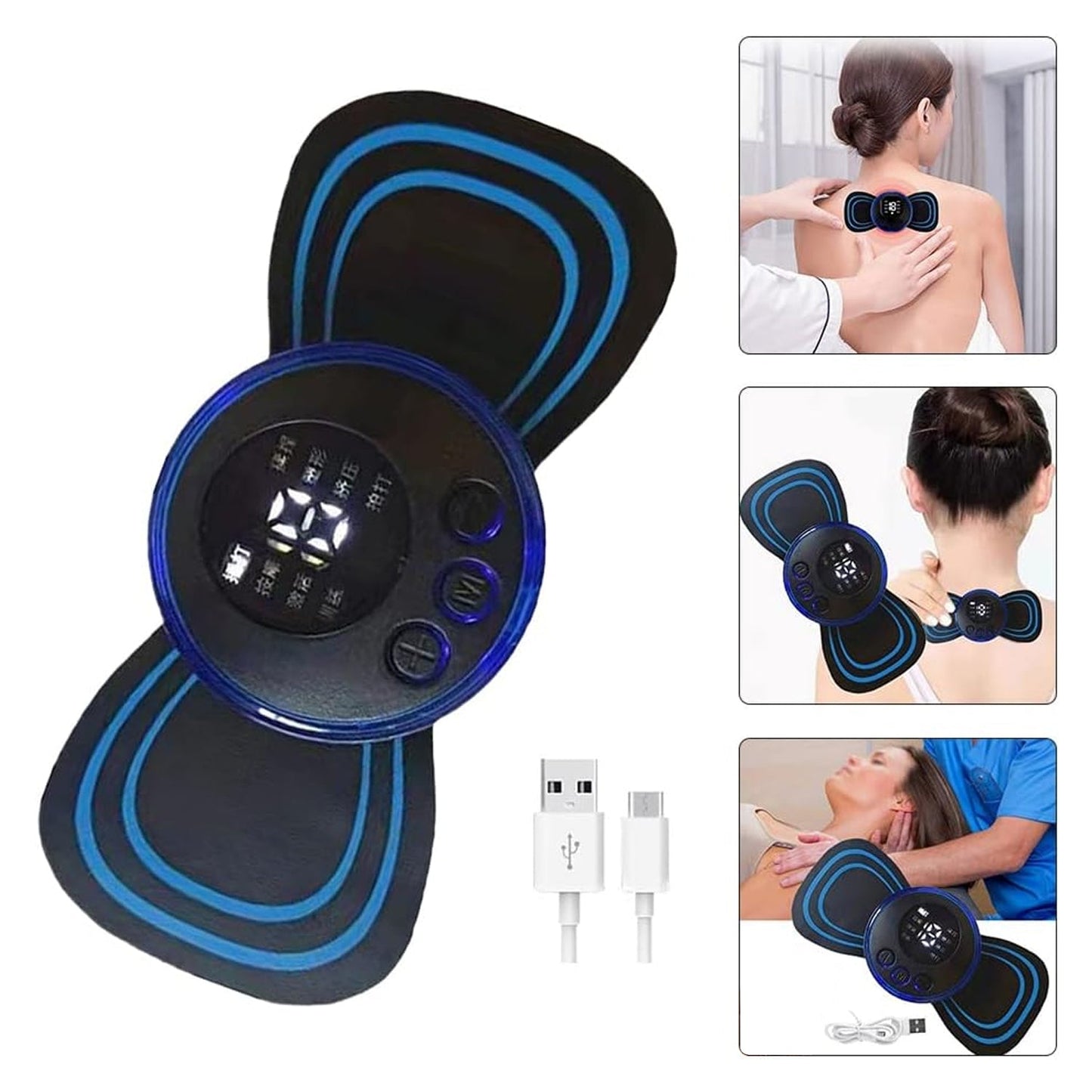Portable USB Neck Massager | EMS Electric Cervical Massager with Lymphatic Drainage | Mini Neck & Body Massager