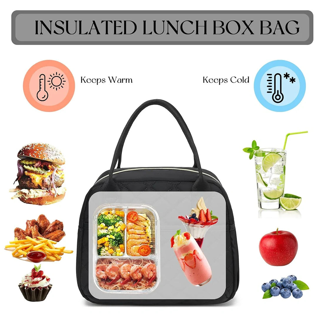 Insulated Lunch Bag for Office & Travel | Reusable Lunch Tote with Zipper, Pockets & Handles for Men & Women