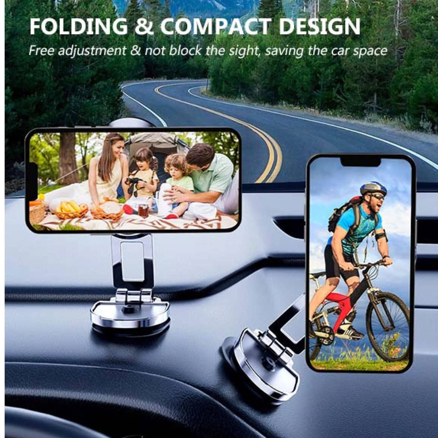 360° Rotating Magnetic Car Phone Holder | Metal Folding Magnetic Mount | Strong Alloy Dashboard & Windshield Holder (1 Pc)