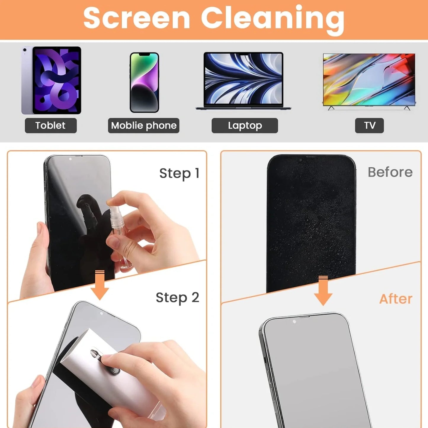 7-in-1 Electronic Cleaning Kit for Keyboard, Screen, AirPods & Laptop – Multi-Tool Cleaner Set