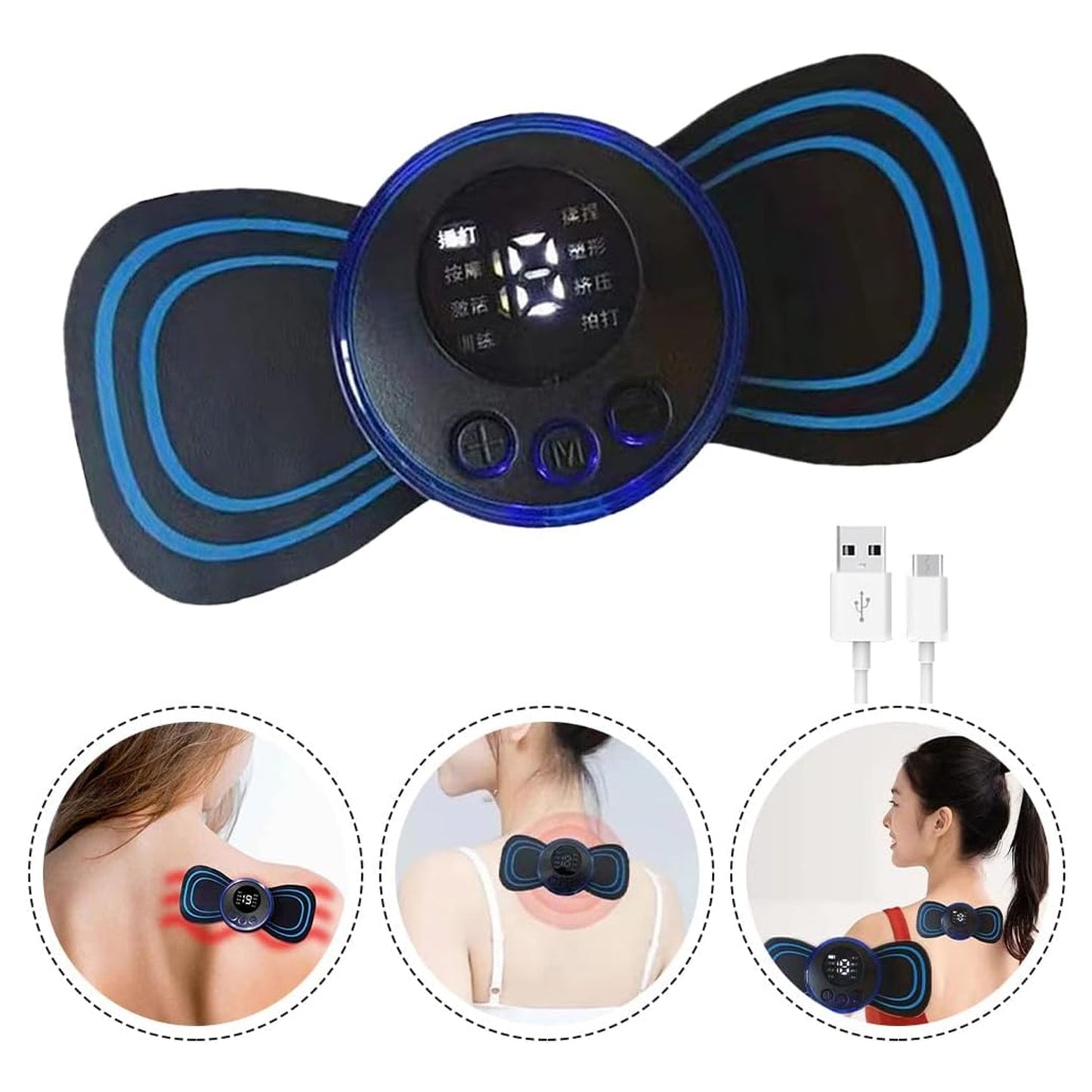 Portable USB Neck Massager | EMS Electric Cervical Massager with Lymphatic Drainage | Mini Neck & Body Massager