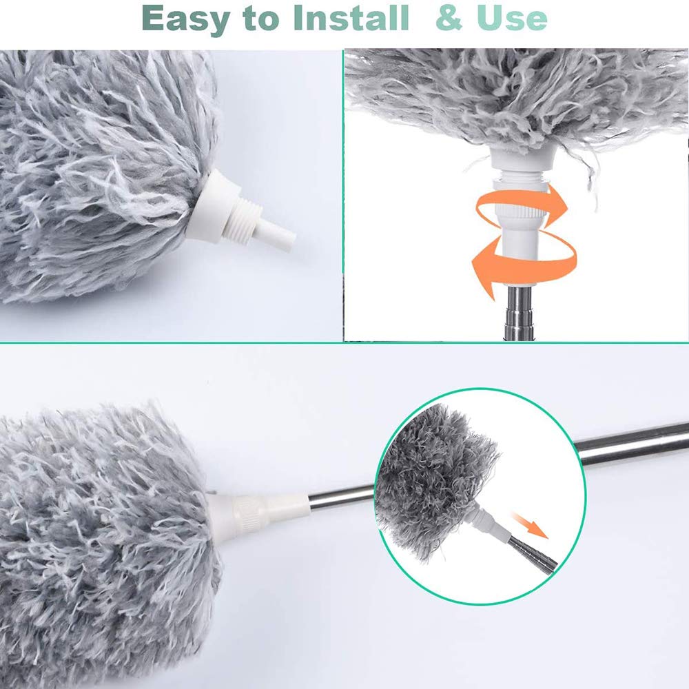 Extendable Microfiber Duster with Bendable Head – Ceiling & Fan Cleaning Brush