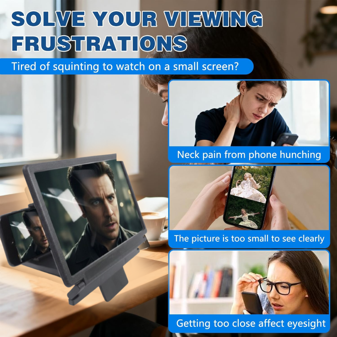 3D HD Mobile Phone Screen Magnifier & Video Amplifier | Portable Movie & Video Viewing Stand for Smartphones (1 Pc)