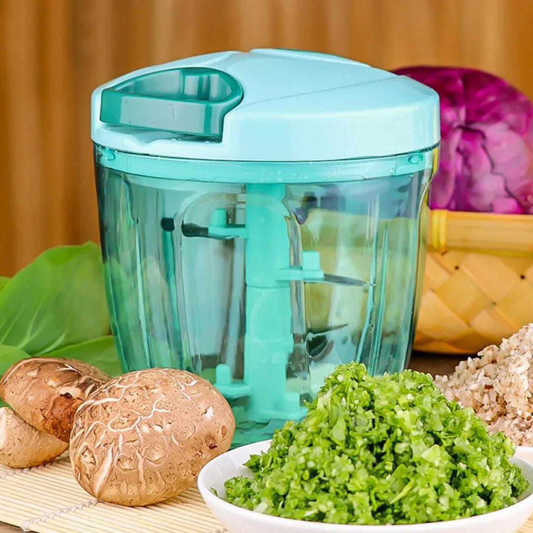 Manual Stainless Steel Vegetable & Fruit Chopper with 5 Sharp Blades | High-Capacity Food Cutter for Kitchen, Travel & Camping