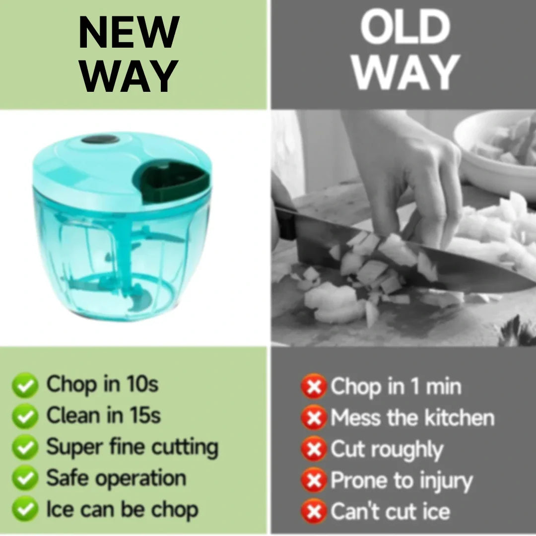 Manual Stainless Steel Vegetable & Fruit Chopper with 5 Sharp Blades | High-Capacity Food Cutter for Kitchen, Travel & Camping