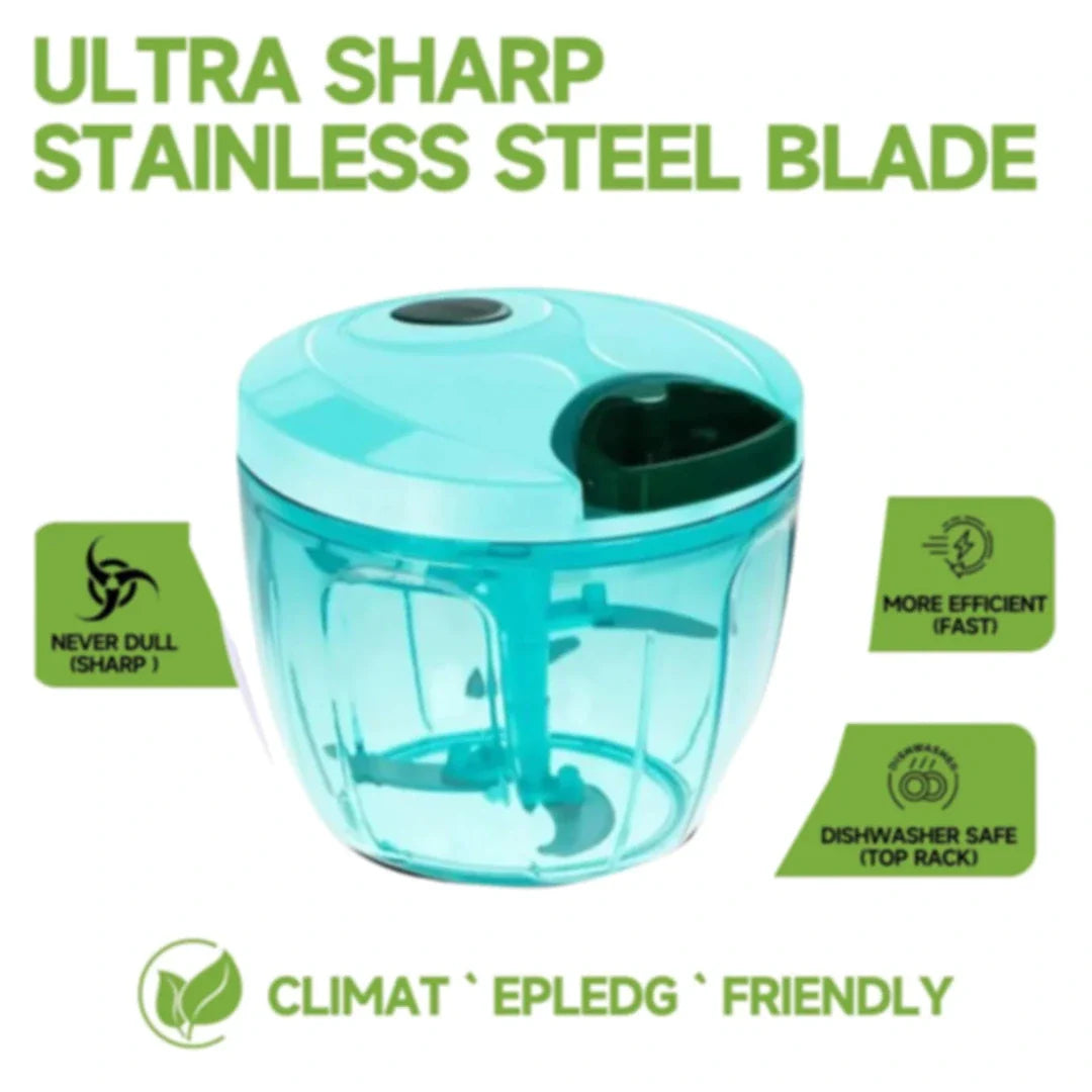 Manual Stainless Steel Vegetable & Fruit Chopper with 5 Sharp Blades | High-Capacity Food Cutter for Kitchen, Travel & Camping