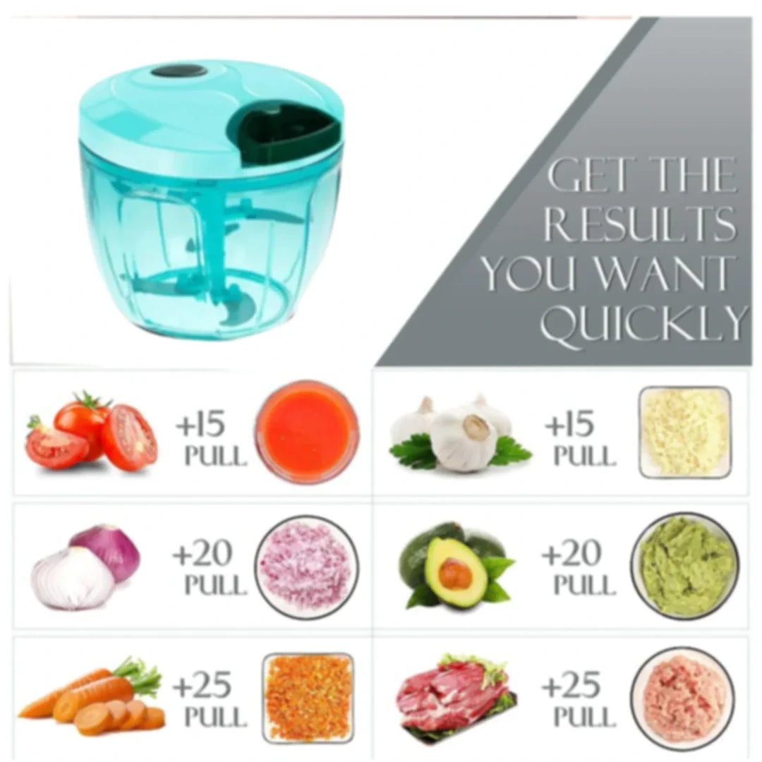 Manual Stainless Steel Vegetable & Fruit Chopper with 5 Sharp Blades | High-Capacity Food Cutter for Kitchen, Travel & Camping