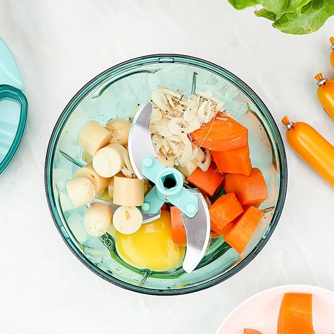 Manual Stainless Steel Vegetable & Fruit Chopper with 5 Sharp Blades | High-Capacity Food Cutter for Kitchen, Travel & Camping