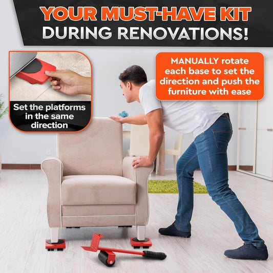 Heavy Furniture Lifter & Moving Tool Set | 5-in-1 Furniture Shifting Kit