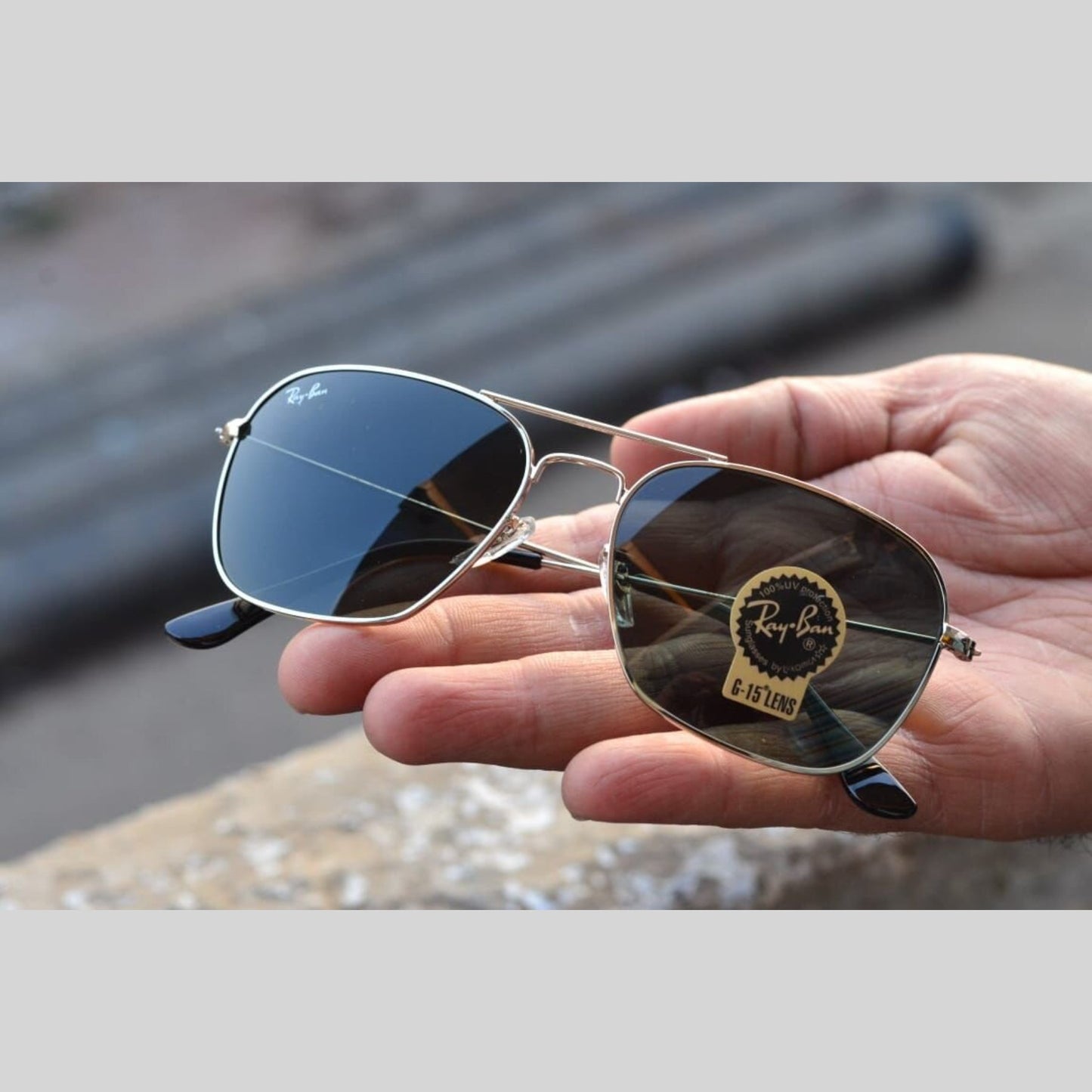 RAY-BAN New Attractive Black & Silver 3136 Square Aviator Style Sunglass For Unisex