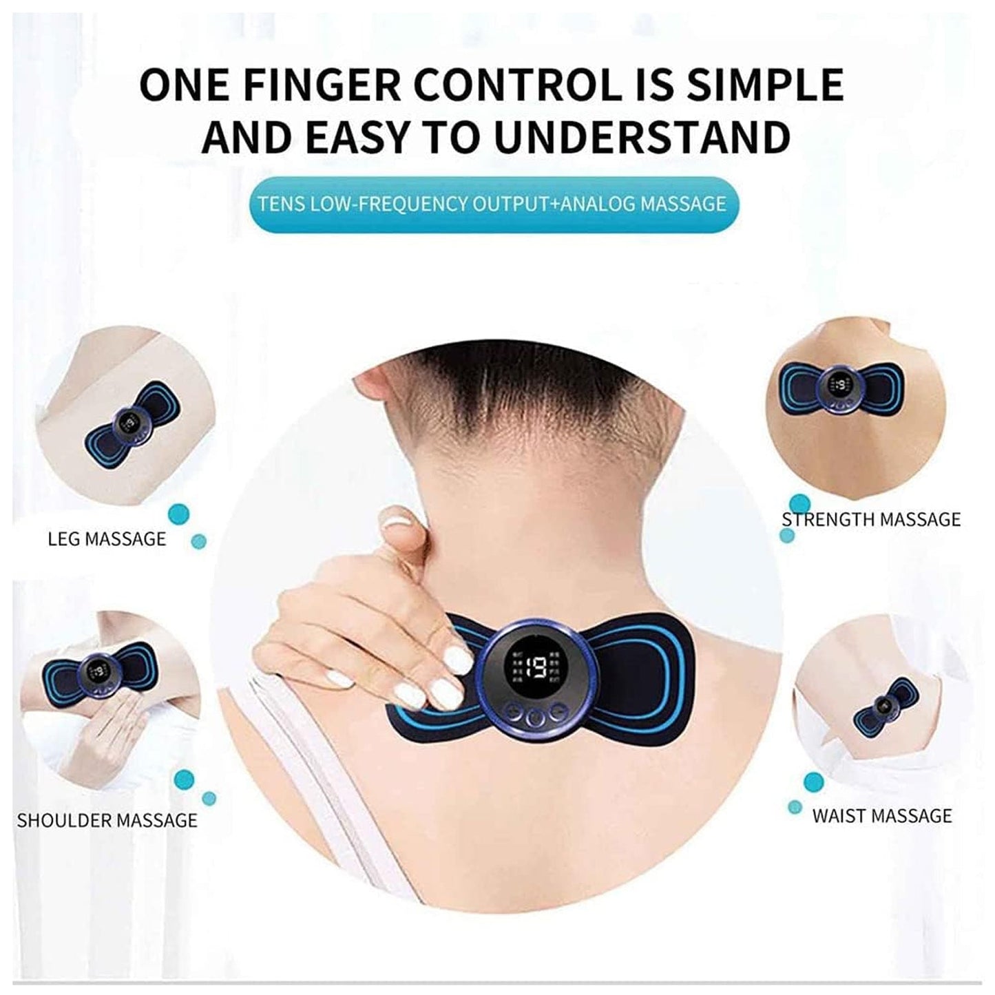Portable USB Neck Massager | EMS Electric Cervical Massager with Lymphatic Drainage | Mini Neck & Body Massager