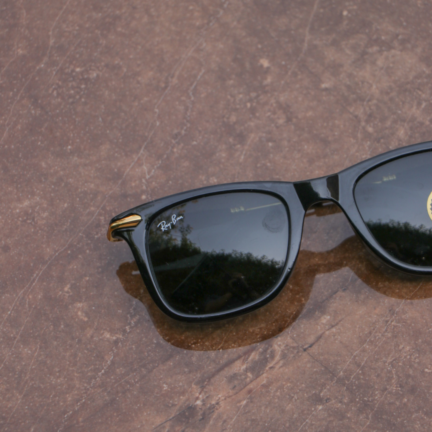 RAY-BAN New Modern Addition Black & Gold 2148 Square Sunglass For Unisex