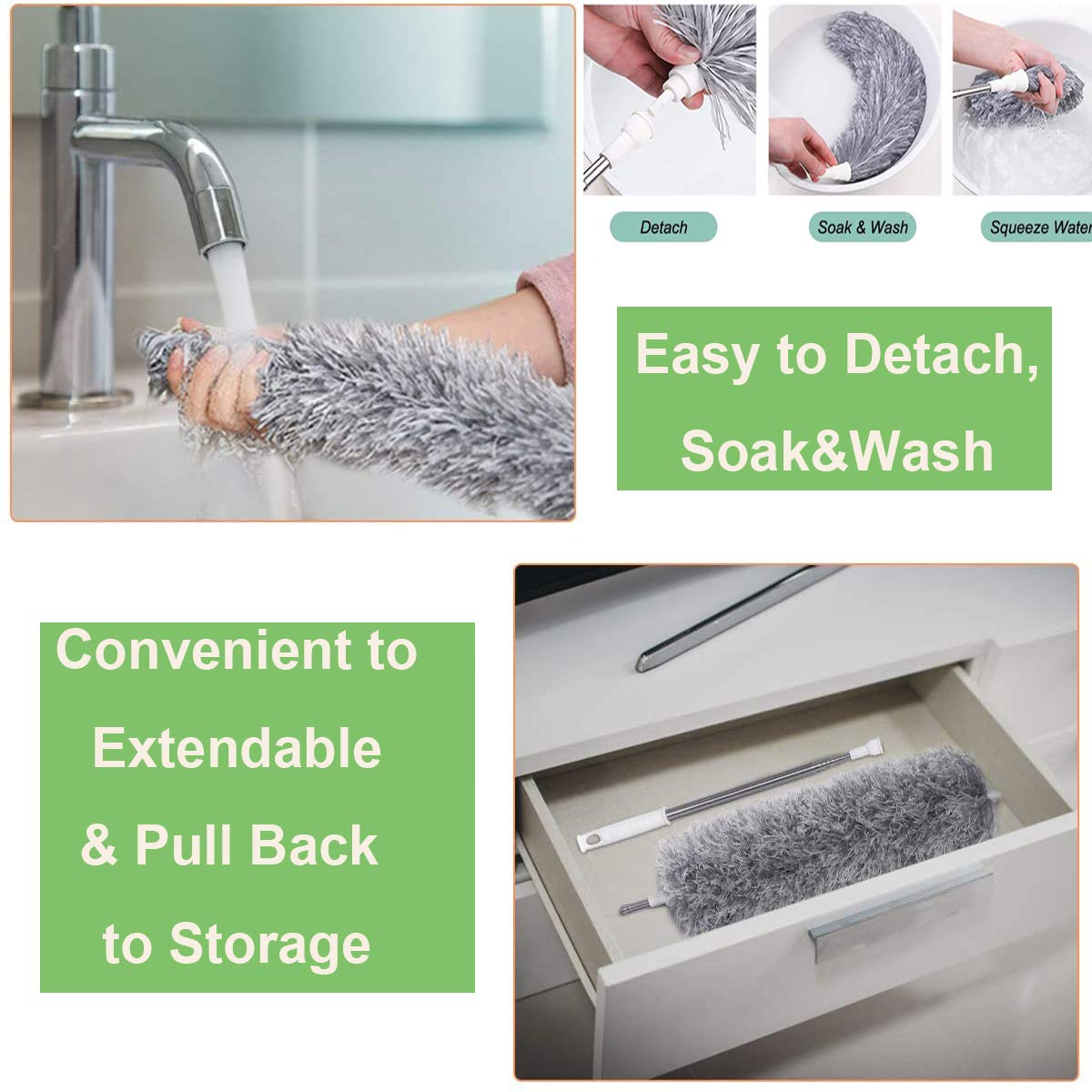 Extendable Microfiber Duster with Bendable Head – Ceiling & Fan Cleaning Brush