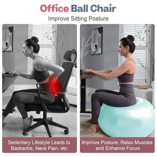 Heavy Duty 75cm Gym Ball | Non-Slip Anti-Burst Stability Ball with Foot Pump for Full Body Fitness