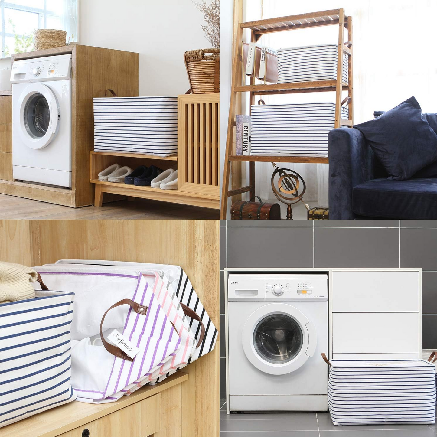 Foldable Fabric Storage Box with Handles | Large Capacity Cloth Organizer Basket for Clothes, Toys & Household Storage (47 × 28 cm)