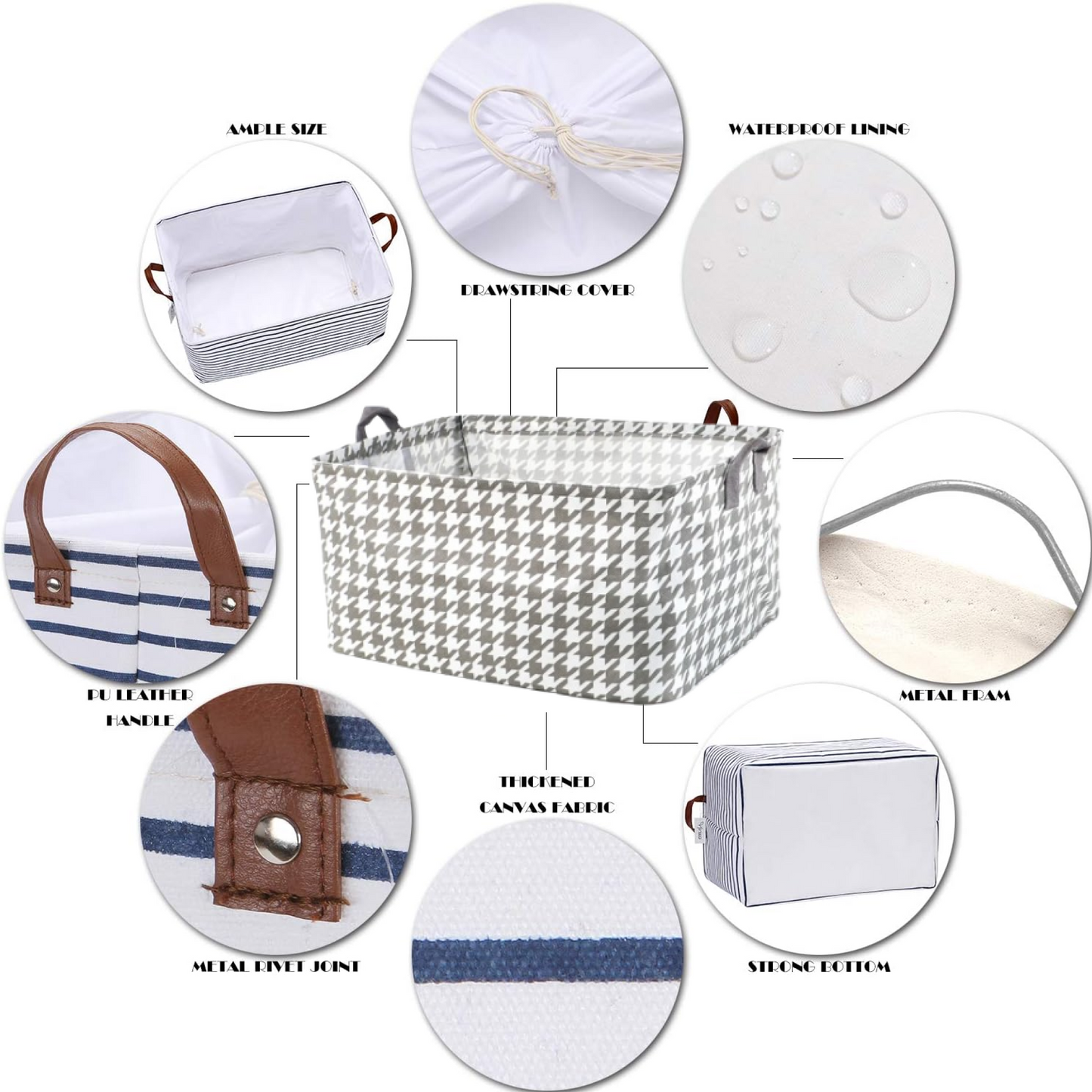 Foldable Fabric Storage Box with Handles | Large Capacity Cloth Organizer Basket for Clothes, Toys & Household Storage (47 × 28 cm)