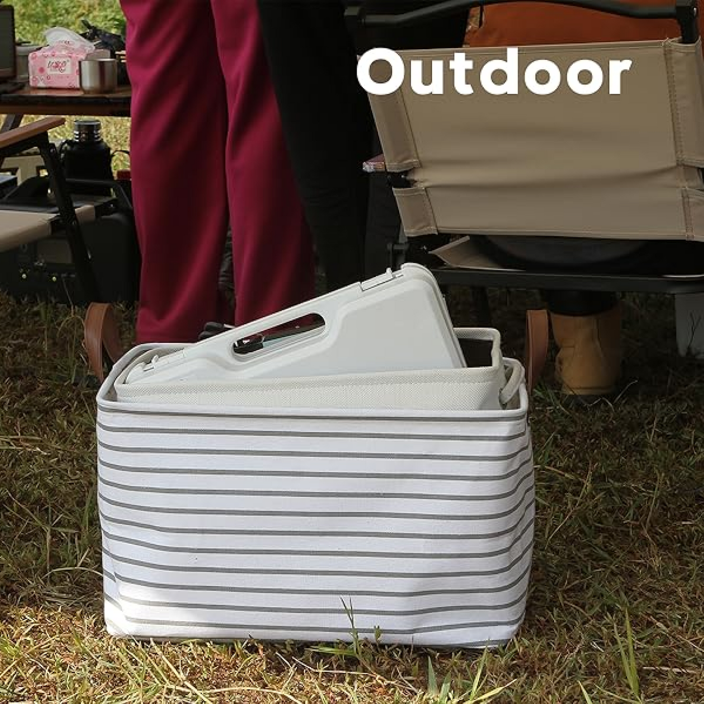 Foldable Fabric Storage Box with Handles | Large Capacity Cloth Organizer Basket for Clothes, Toys & Household Storage (47 × 28 cm)