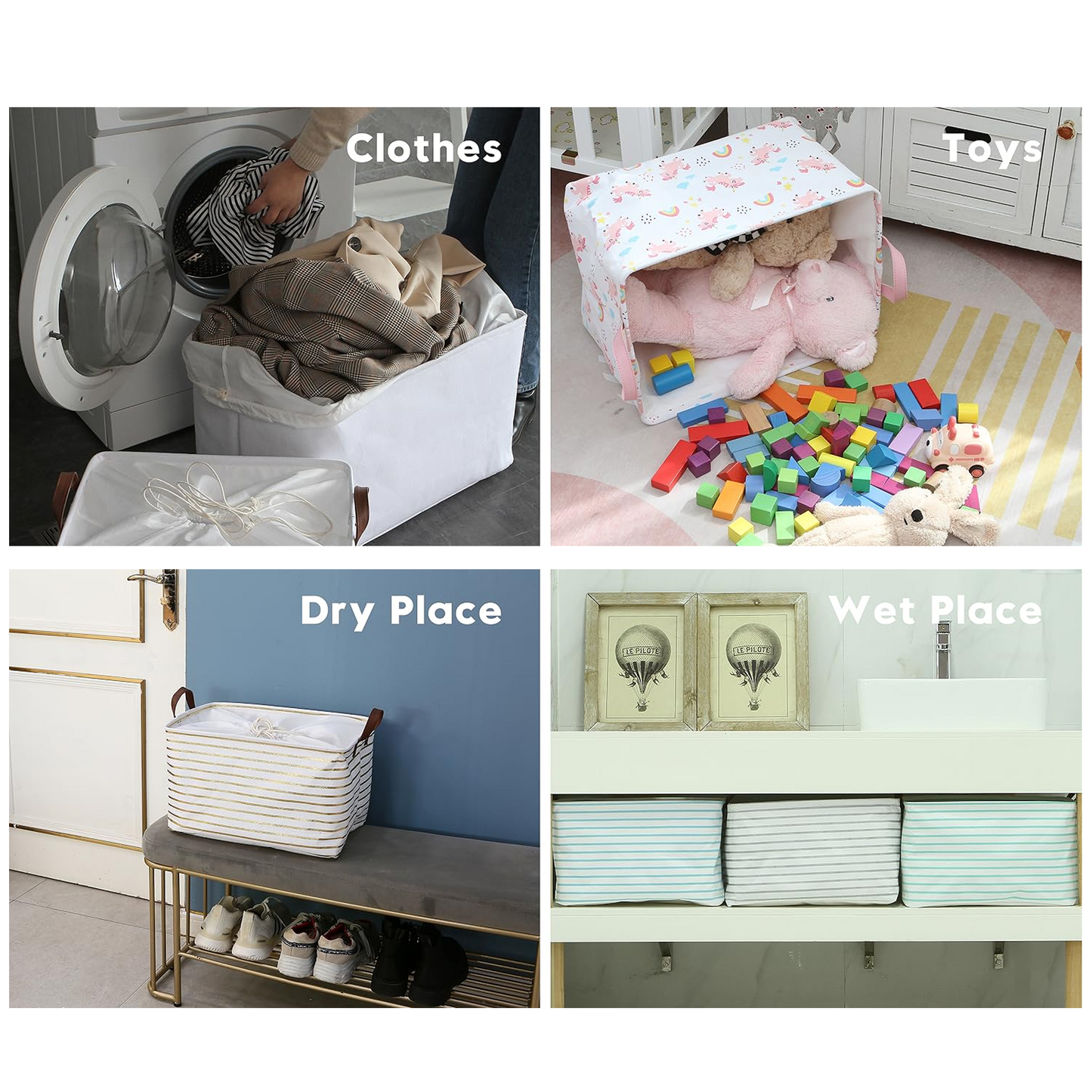 Foldable Fabric Storage Box with Handles | Large Capacity Cloth Organizer Basket for Clothes, Toys & Household Storage (47 × 28 cm)