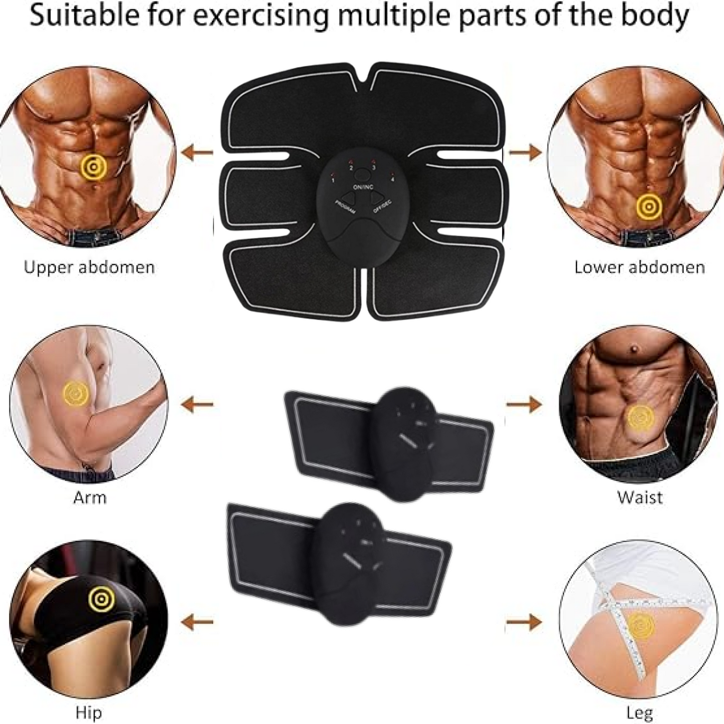 6 Pack ABS Stimulator Wireless Abdominal & Muscle Exerciser | EMS Body Massager | Fitness Abs Training Device for Muscle Toning