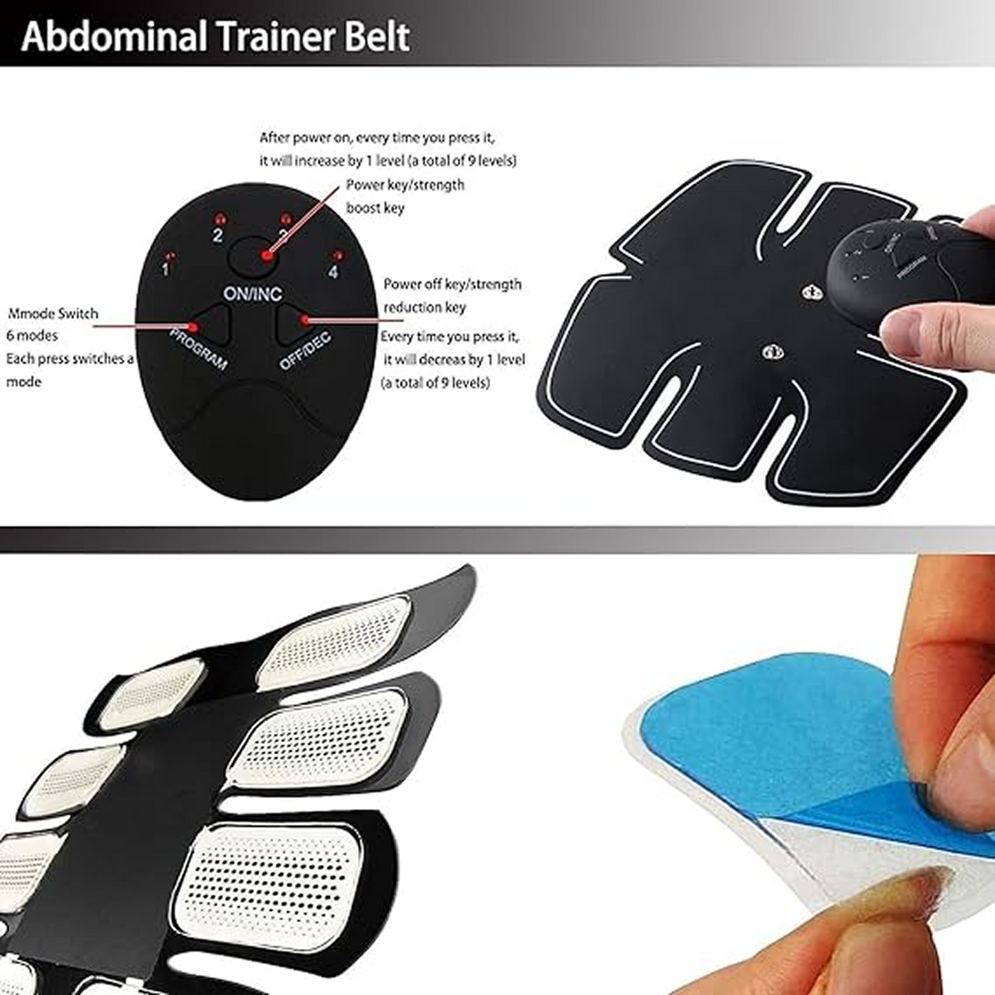 6 Pack ABS Stimulator Wireless Abdominal & Muscle Exerciser | EMS Body Massager | Fitness Abs Training Device for Muscle Toning