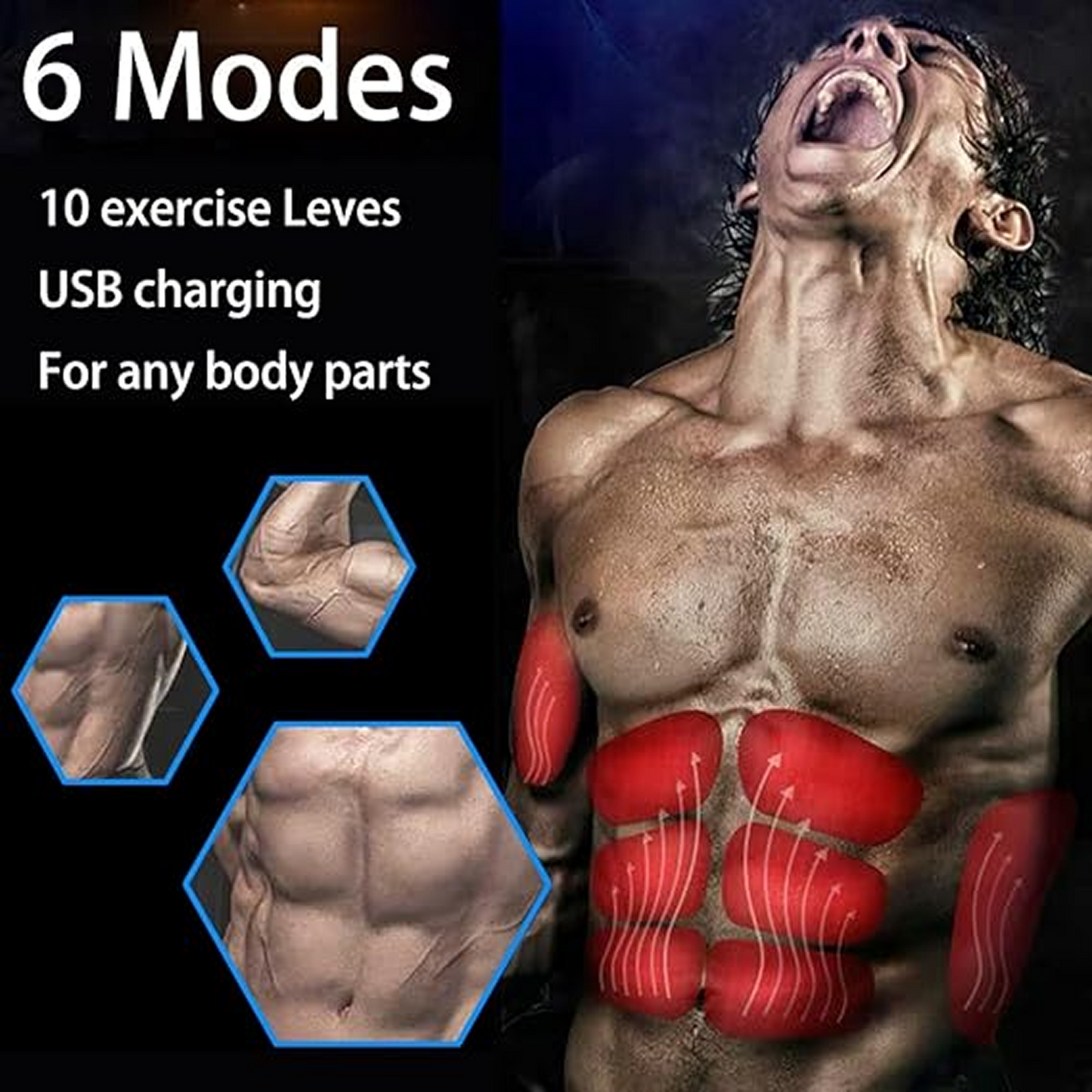 6 Pack ABS Stimulator Wireless Abdominal & Muscle Exerciser | EMS Body Massager | Fitness Abs Training Device for Muscle Toning