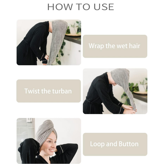 Quick-Dry Microfiber Hair Turban Towel – Super Absorbent Hair-Drying Shower Cap