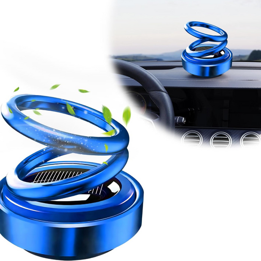 Solar Power Rotating Car Aroma Diffuser with 360° Double Ring Design | Automatic Solar Air Freshener for Car Dashboard, Home & Office