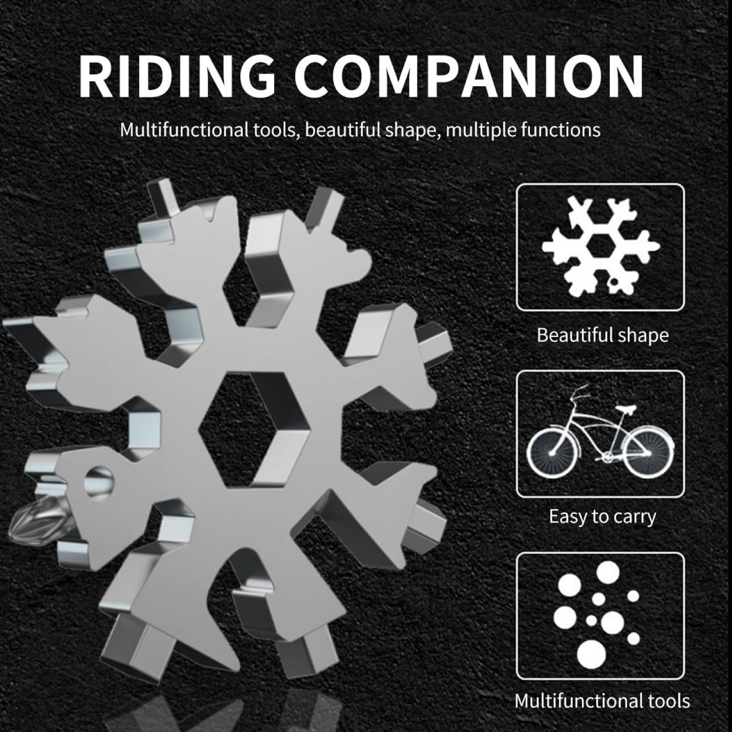 Durable & Portable 18-in-1 Snowflake Multi-Tool | Stainless Steel Pocket Tool with Bottle Opener, Screwdrivers, Allen Wrench & Box Cutter | Compact EDC Utility Tool