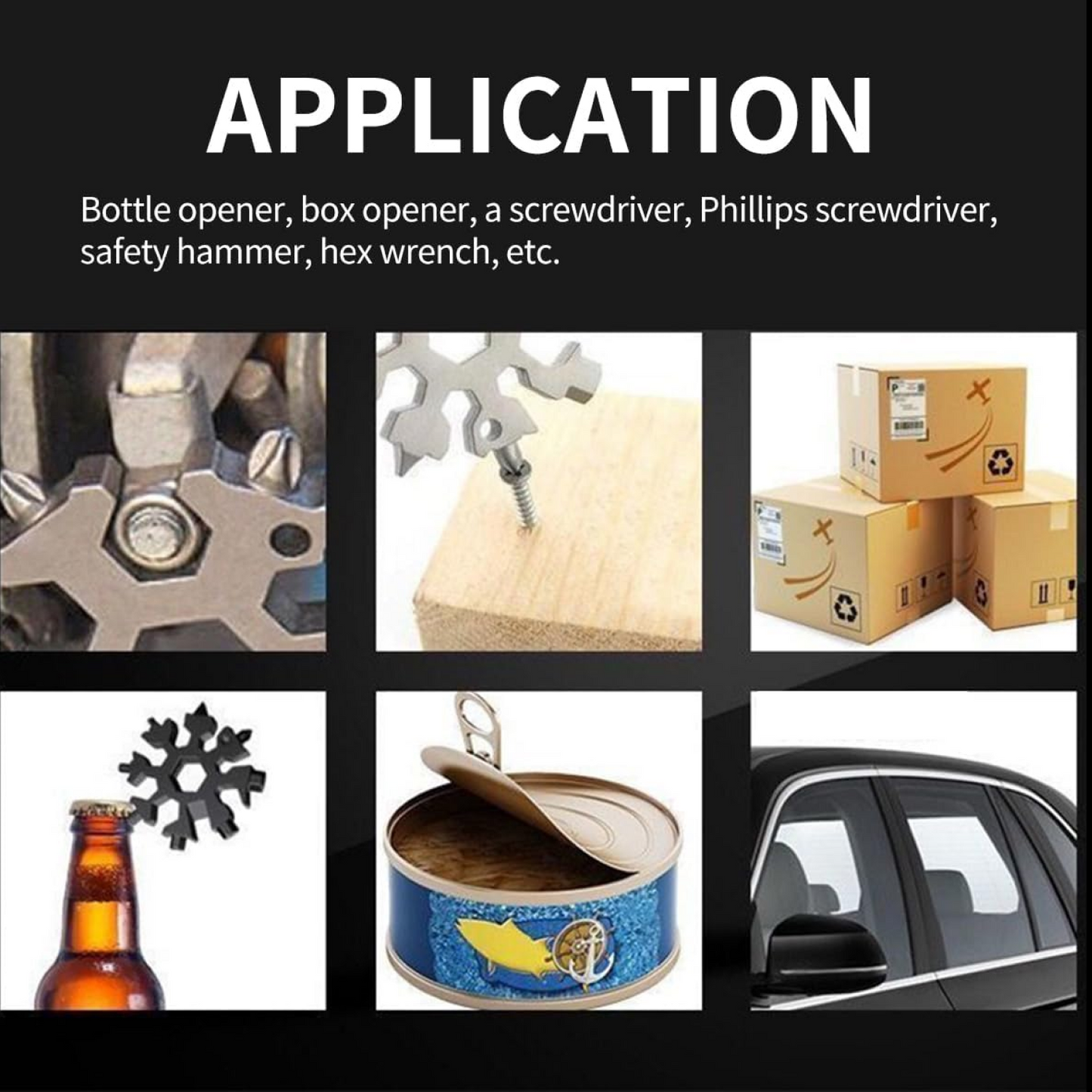 Durable & Portable 18-in-1 Snowflake Multi-Tool | Stainless Steel Pocket Tool with Bottle Opener, Screwdrivers, Allen Wrench & Box Cutter | Compact EDC Utility Tool