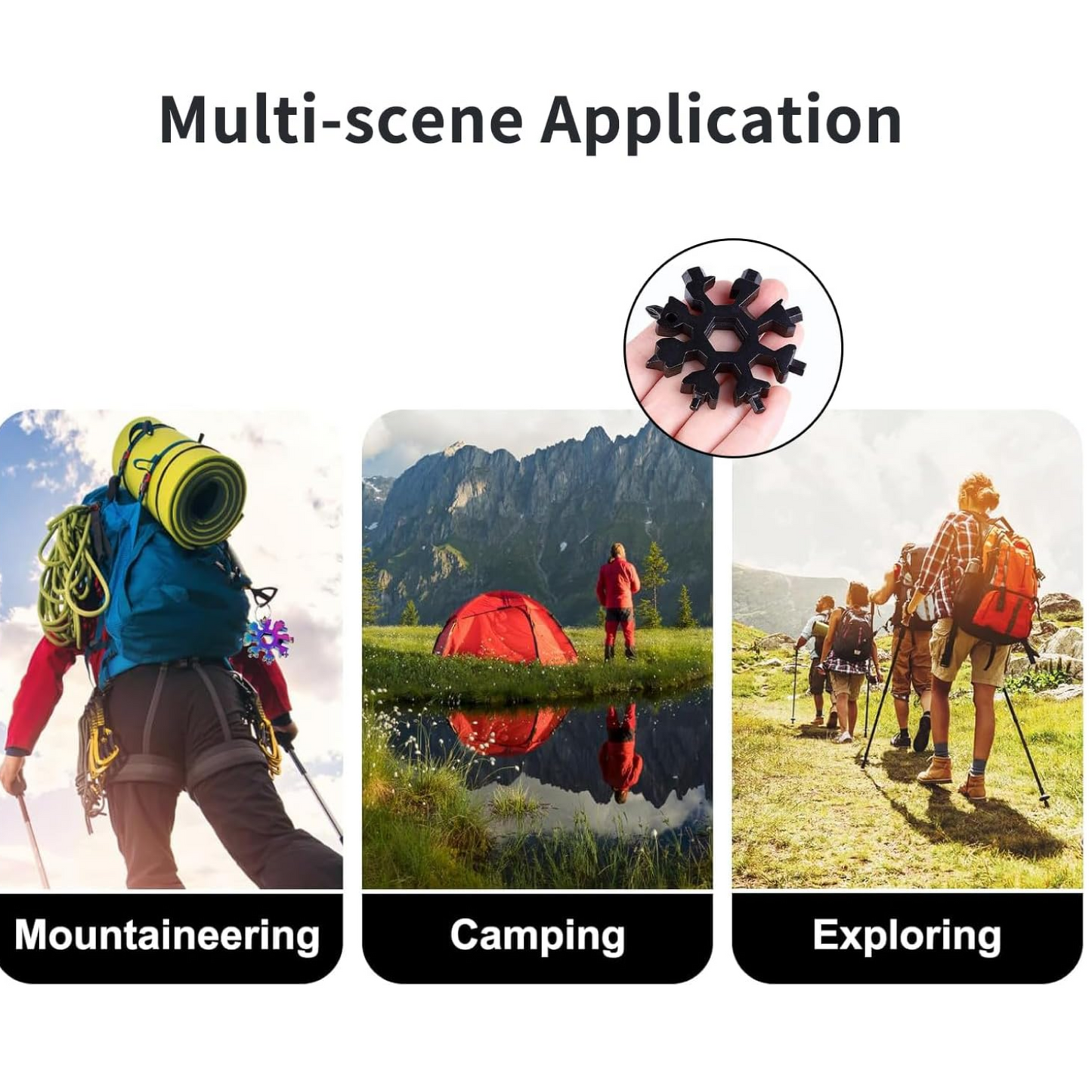 Durable & Portable 18-in-1 Snowflake Multi-Tool | Stainless Steel Pocket Tool with Bottle Opener, Screwdrivers, Allen Wrench & Box Cutter | Compact EDC Utility Tool