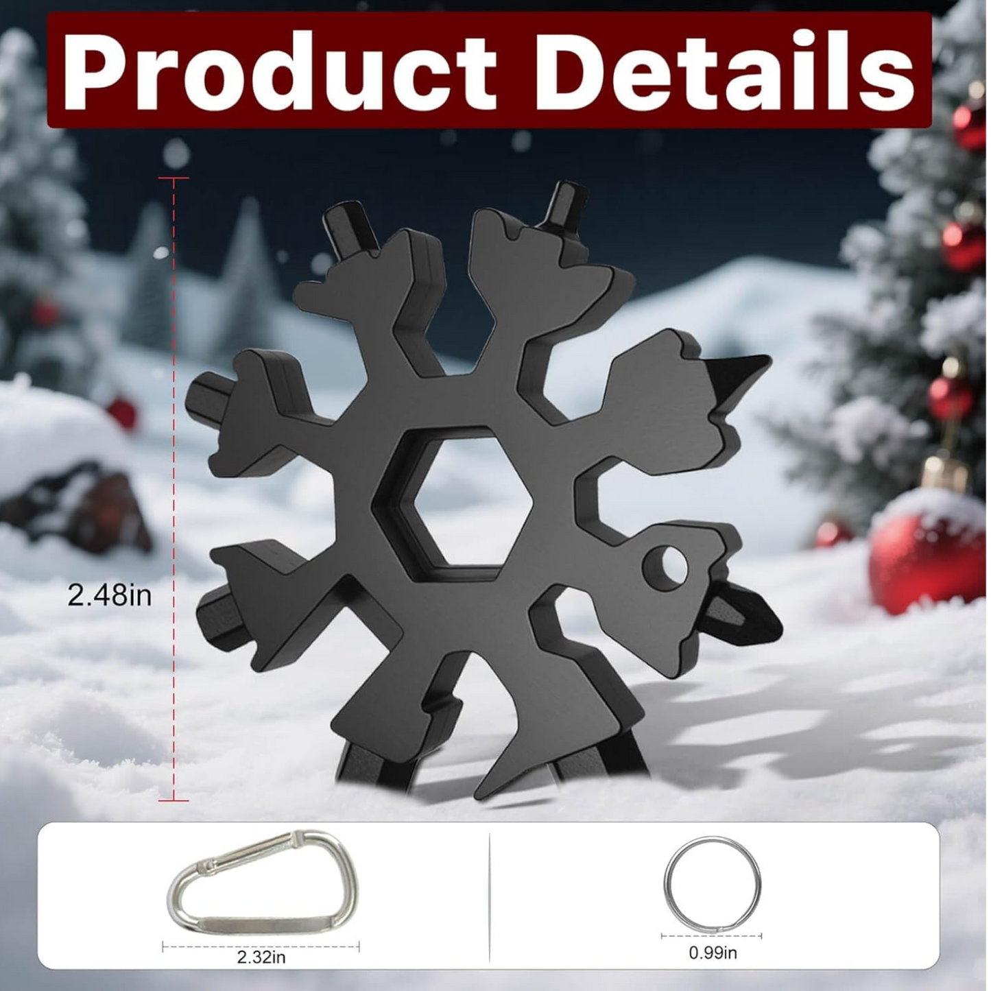 Durable & Portable 18-in-1 Snowflake Multi-Tool | Stainless Steel Pocket Tool with Bottle Opener, Screwdrivers, Allen Wrench & Box Cutter | Compact EDC Utility Tool