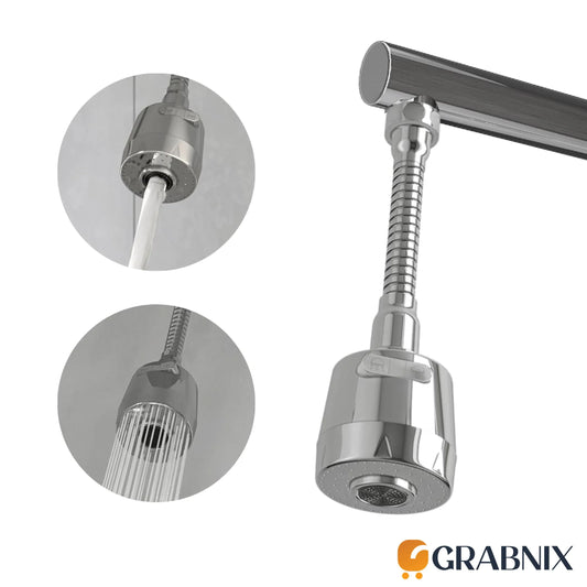 360° Rotating Water-Saving Faucet Sprinkler & Aerator | Dual-Mode Jet Stream & Shower Spray Splash-Proof Extender for Kitchen & Bathroom (6 Inch)