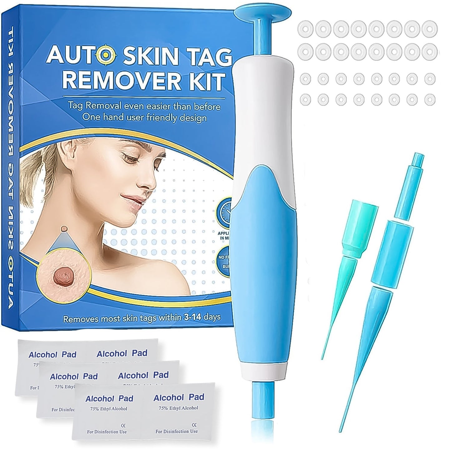 2-in-1 Skin Tag Remover Kit for Micro to Large Tags (2–8 mm) | Safe, Painless Wart & Skin Tag Removal Device for Home Use (1 Set)