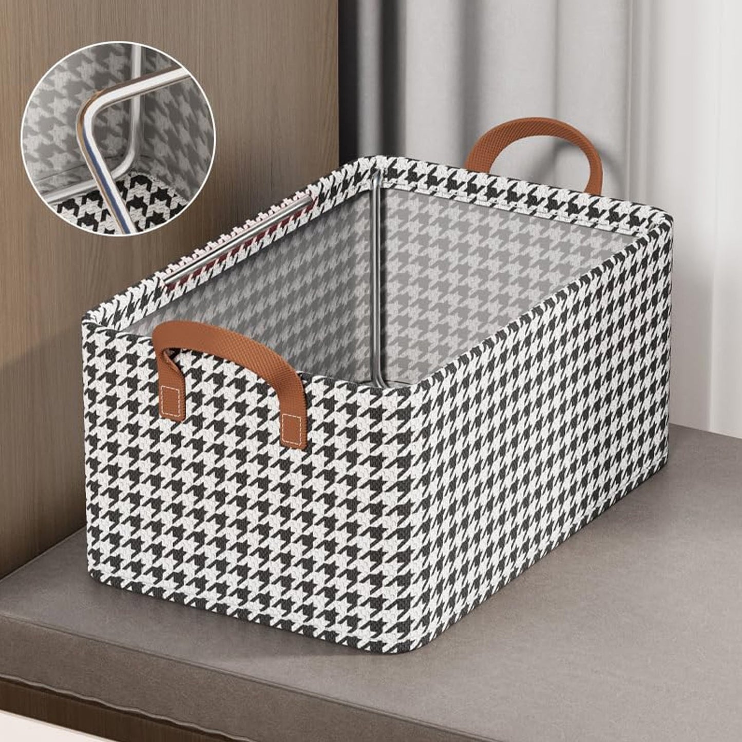 Foldable Fabric Storage Box with Handles | Large Capacity Cloth Organizer Basket for Clothes, Toys & Household Storage (47 × 28 cm)