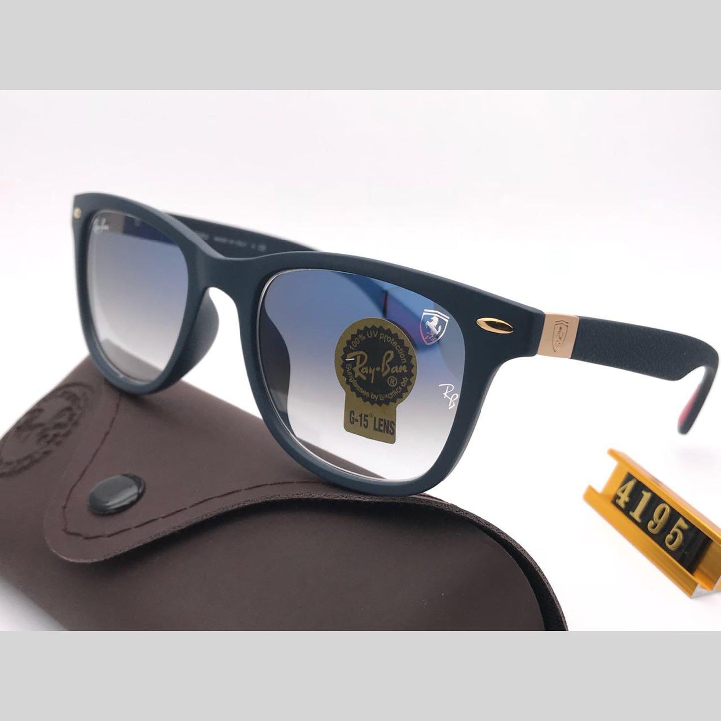 RAY-BAN New Stylish Blue Shade & Black 4195 Square Sunglass For Unisex
