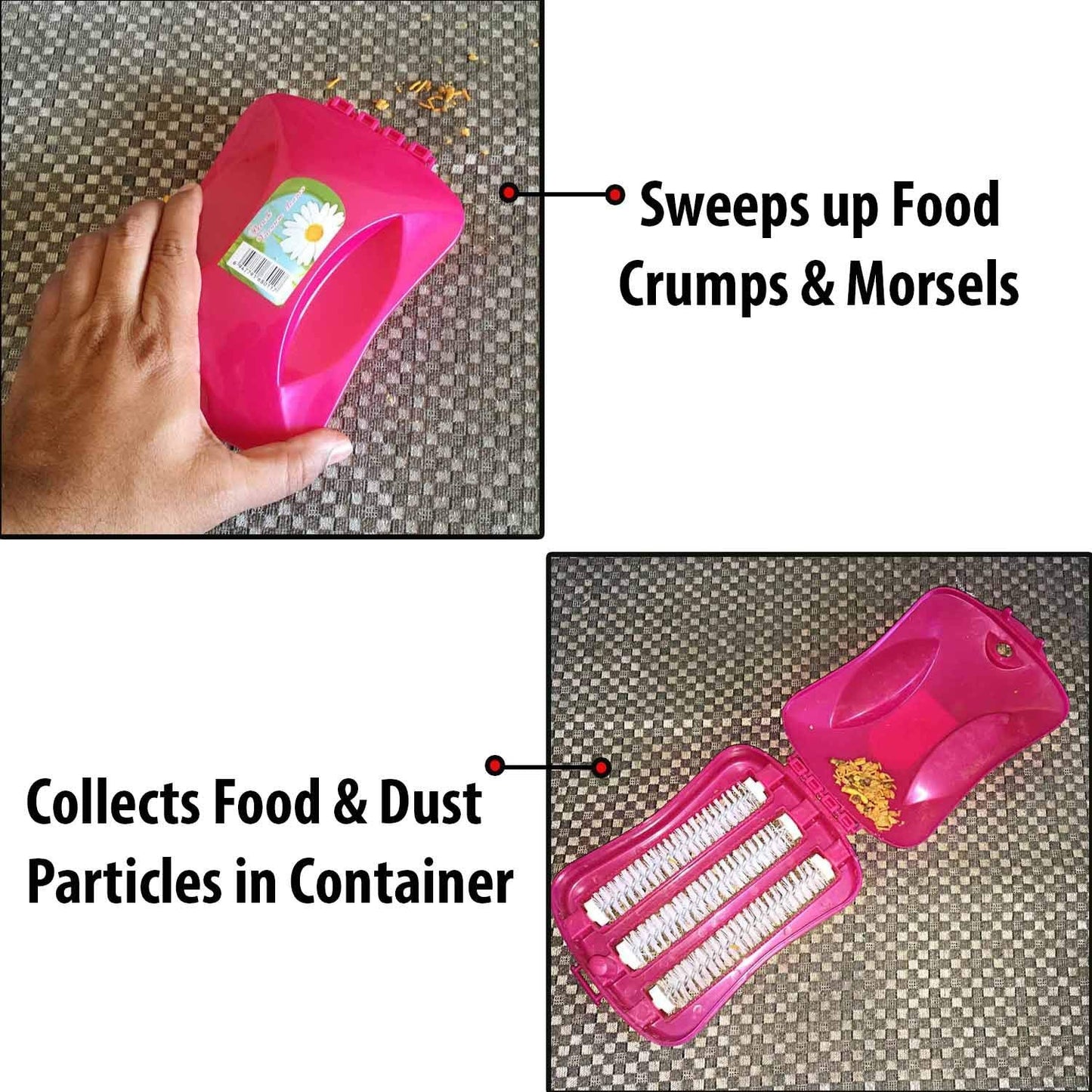 Plastic Handheld Carpet Roller Brush with Dust & Crumb Collector | Reusable Wet & Dry Cleaning Brush (Multicolor)