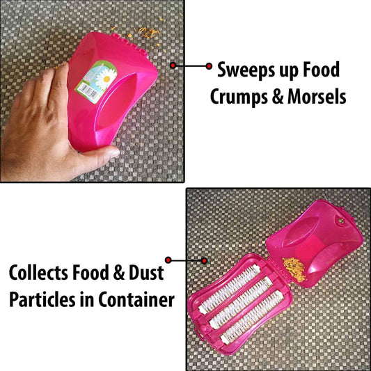 Plastic Handheld Carpet Roller Brush with Dust & Crumb Collector | Reusable Wet & Dry Cleaning Brush (Multicolor)