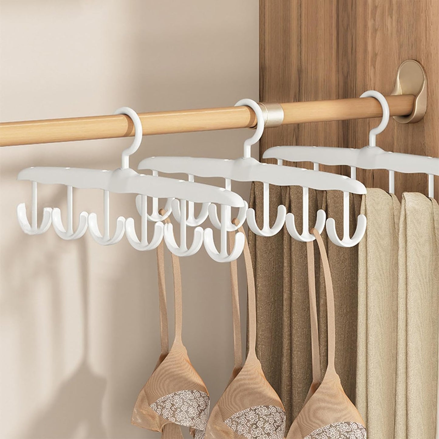 Tank Top Hanger with 12 Hooks | Space-Saving Rotatable Wooden Hanger | Multi-Layer Closet Organizer for Tank Tops, Bras & Camisoles