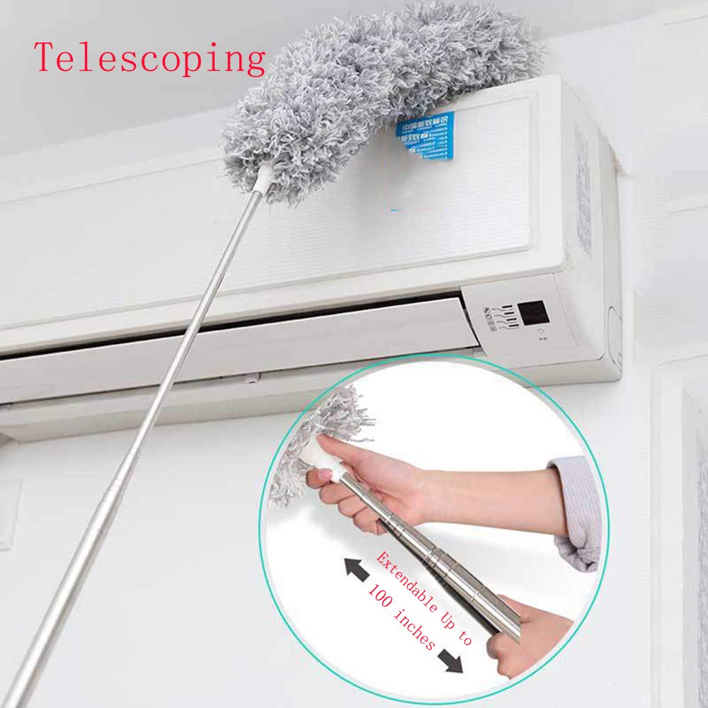Extendable Microfiber Duster with Bendable Head – Ceiling & Fan Cleaning Brush