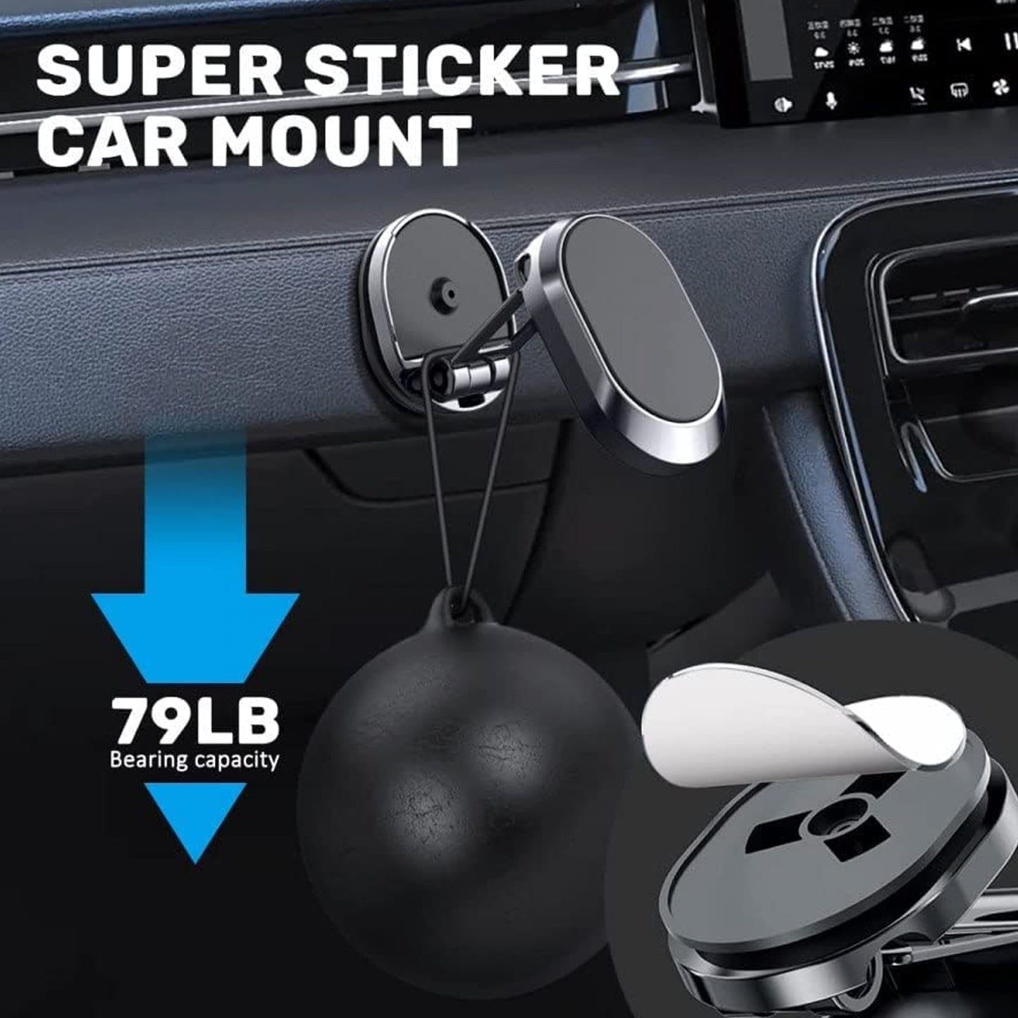360° Rotating Magnetic Car Phone Holder | Metal Folding Magnetic Mount | Strong Alloy Dashboard & Windshield Holder (1 Pc)