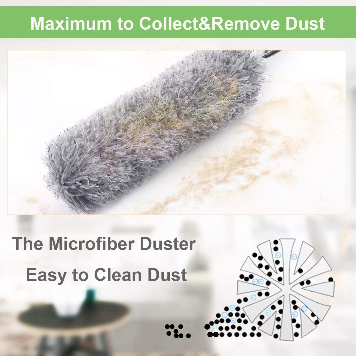 Extendable Microfiber Duster with Bendable Head – Ceiling & Fan Cleaning Brush