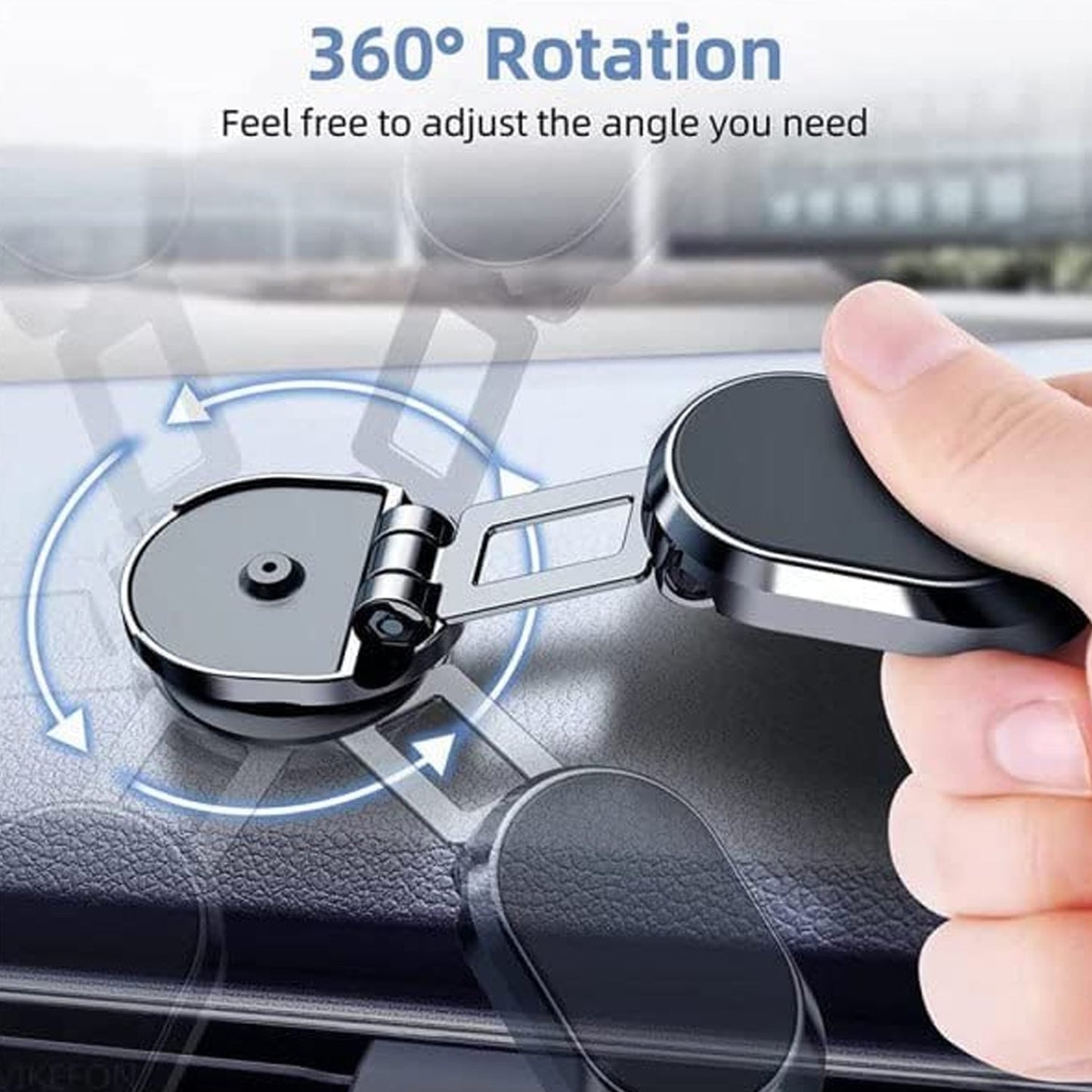 360° Rotating Magnetic Car Phone Holder | Metal Folding Magnetic Mount | Strong Alloy Dashboard & Windshield Holder (1 Pc)