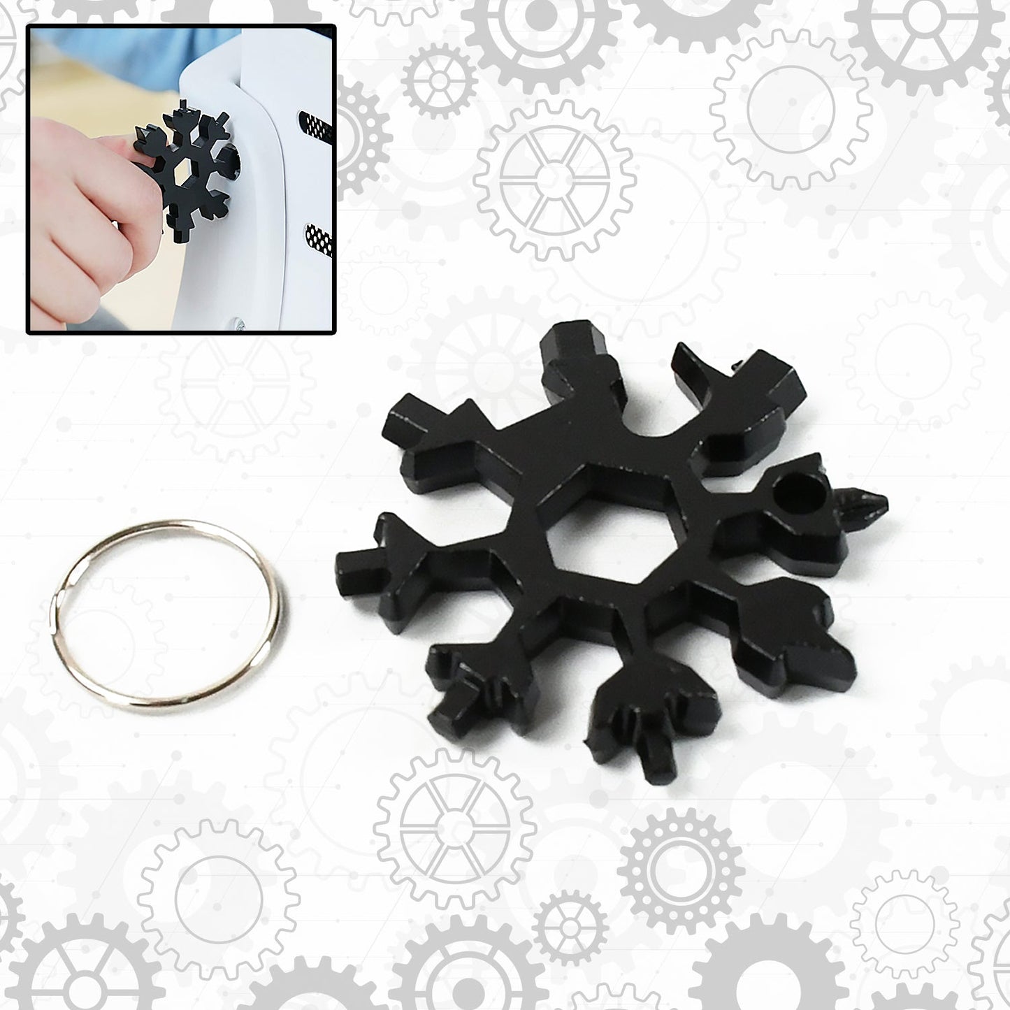 Durable & Portable 18-in-1 Snowflake Multi-Tool | Stainless Steel Pocket Tool with Bottle Opener, Screwdrivers, Allen Wrench & Box Cutter | Compact EDC Utility Tool