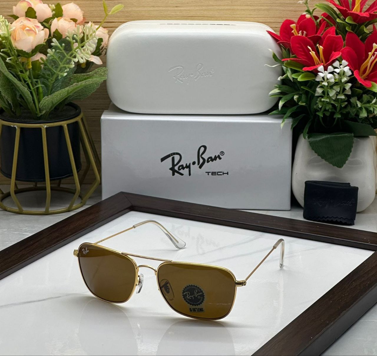 Ray Ban Brown 3136 Sunglass For Daily Causal Evergreen UV Protected For Unisex