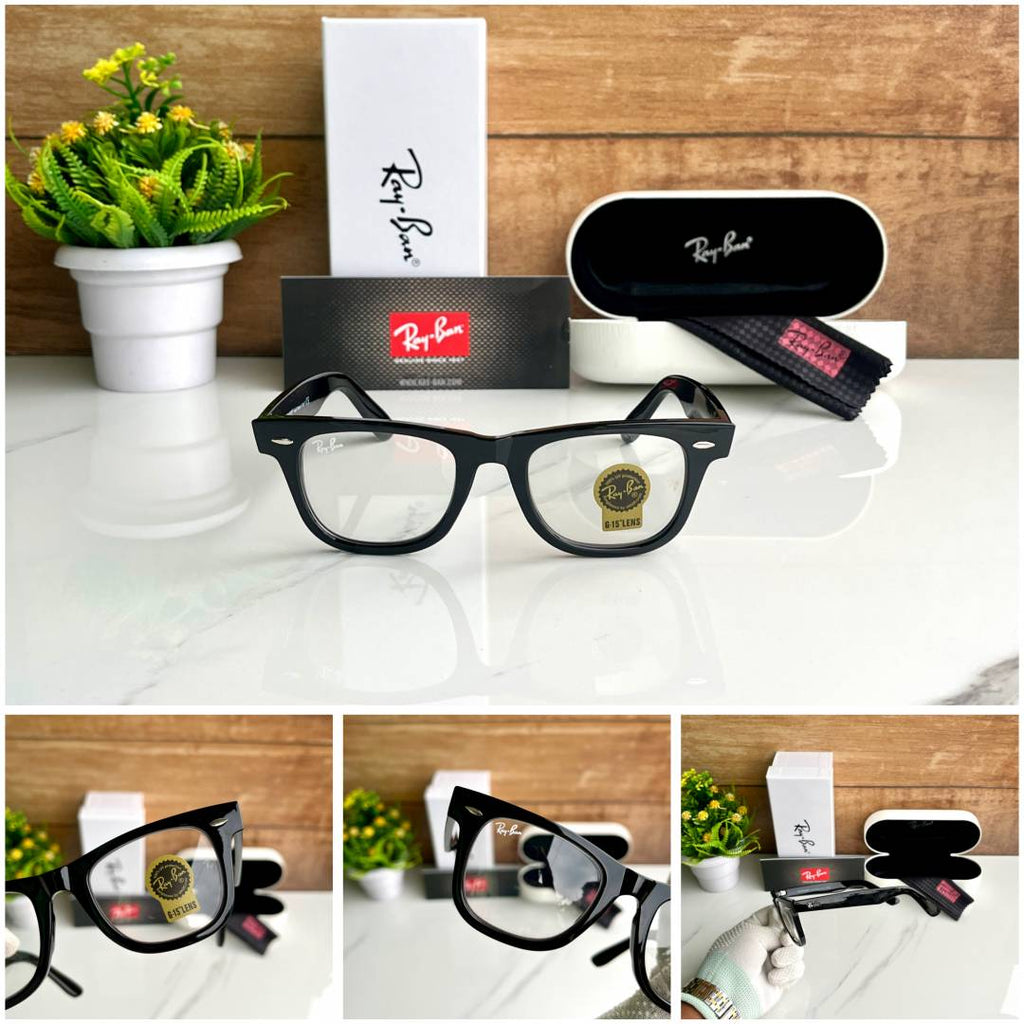 Ray Ban Clear Black Wayfarer Sunglass For Daily Causal Evergreen UV Protected For Unisex