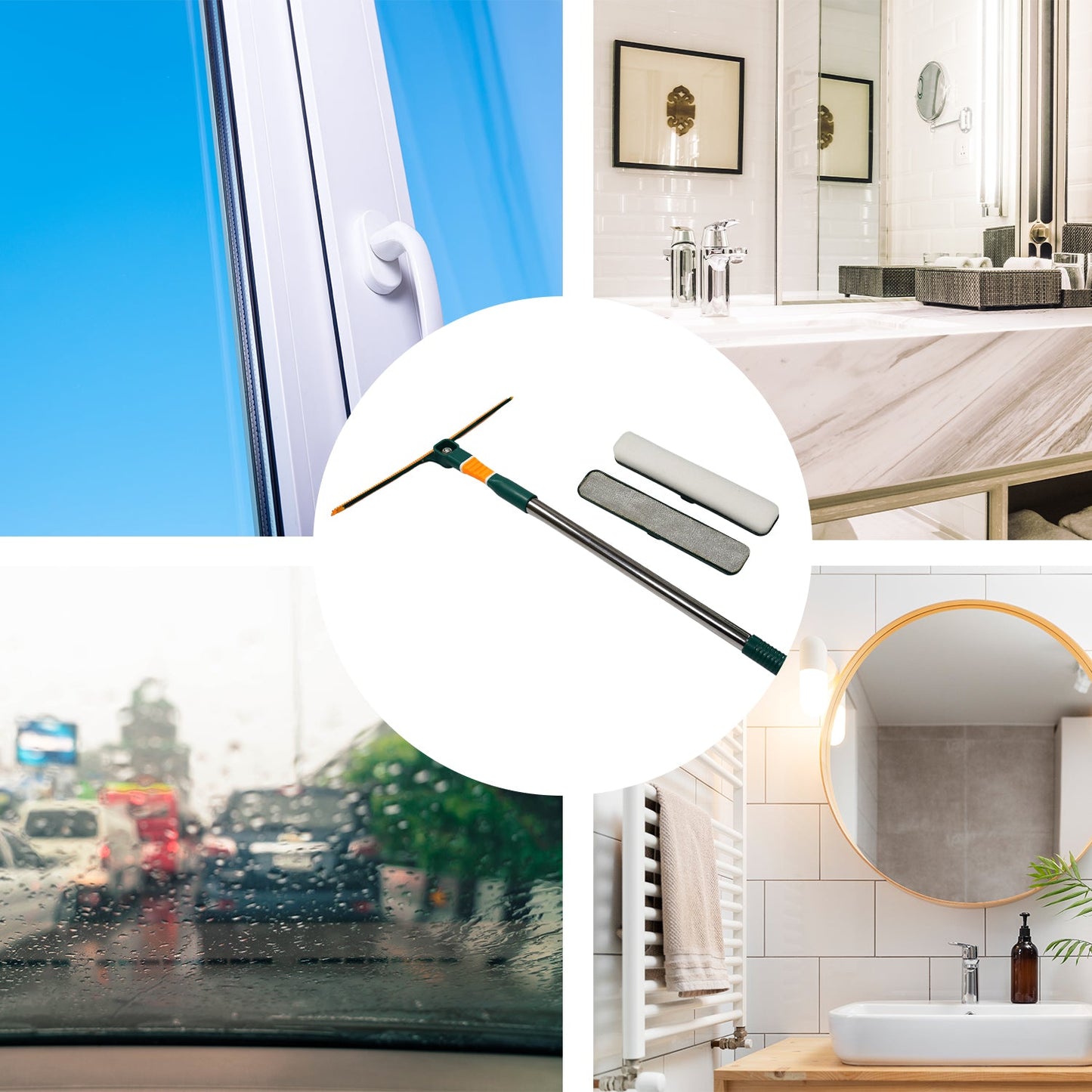 3 in 1 Glass Wiper & Floor Cleaner | Multipurpose Window, Mirror & Wet Floor Cleaning Tool